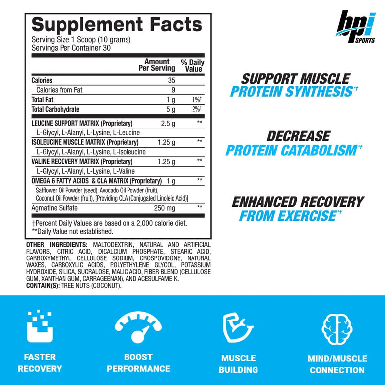 BPI Sports Best BCAA Peptide Linked Powder Blue Raspberry, 300 gm