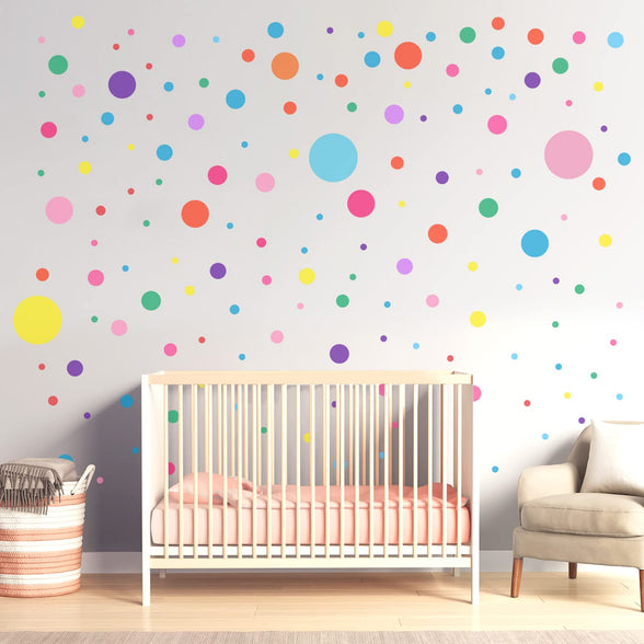 AnFigure Polka Dot Stickers, Wall Decals for Kids, Baby Room Nursery Playroom Classroom Daycare Bedroom Wall Stickers Boys Girls Childrens Babies Circle Colorful Bright Fun DIY Door Tv Home Wall Decor