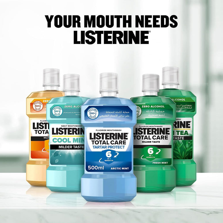 Listerine Total Care Tartar Protect Mouthwash, Pack of 3x500ml, Mouth Freshener from Listerine for a Fresh Healthy Breath, 24 Hour Protection Against Plaque for a Healthier Mouth