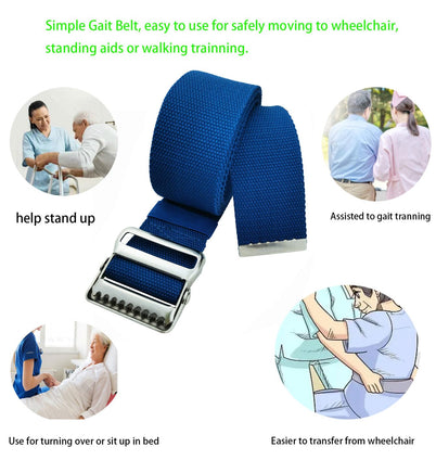 LAMBOX Gait Belt-Walking Transfer Belt with Belt Loop Holder for Seniors,Caregiver, Nurse, Therapist,etc. (Blue, 60 Inch)