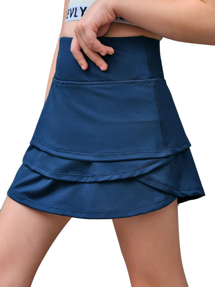 Haloumoning Girls Athletic Tennis Skirts with Shorts Kids Active High Waist Golf Skorts 5-14 Years