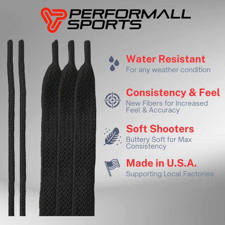 Performall Dyna Lacrosse Mesh Full Stringing Kit Black: 5 Sidewalls, 3 Shooting Strings & 2 Shooting Cords