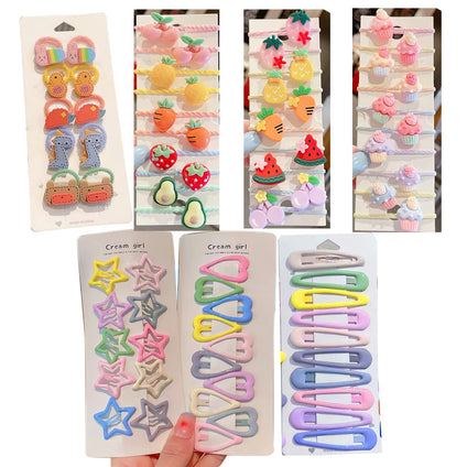 LNYSOTX 70 Pieces Hair Bands Headbands Clips Set for Girls Colorful Hair Barrette Hair Bands Metal Cute Fruit Animal Snap Hair Clips for Girls, Toddlers, Kids