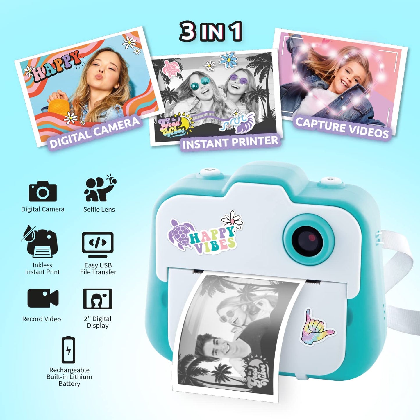Canal Toys Photo Creator Instant Print Camera – Photo, Selfie and Video – Thermal Paper for 250 Photos – LCD Screen. 8+