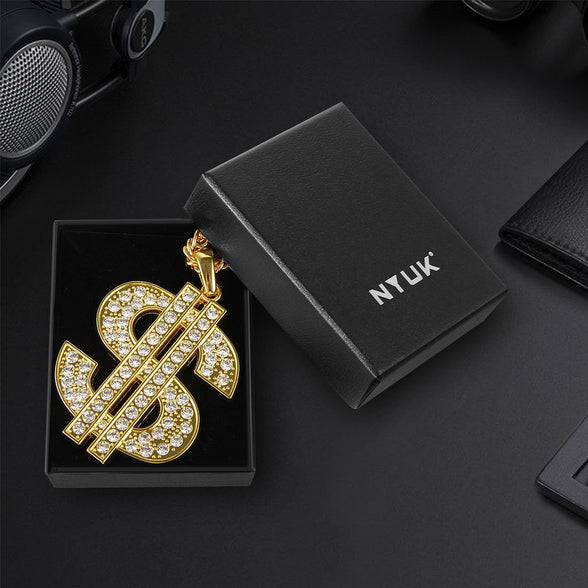 Gold Chain for Men with Dollar Sign Pendant Necklace