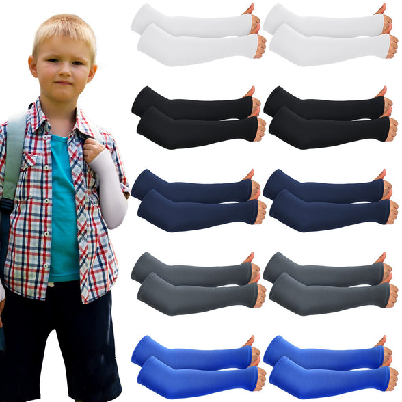 10 Pairs Kids Arm Sleeves 3-6 Years Football Arm Sleeves Youth Volleyball Sleeves Arm Compression Sleeve for Boys Girls