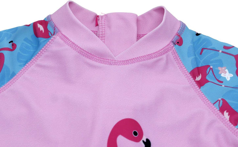 WonderBabe Unicorn/Flamingos Girls UV Swimsuit Kids Sun Protection Swimming Costume One Piece Round-Neck Swimwear Rash Guard Bathing Suit Surfing Sunsuit 1-8 Years