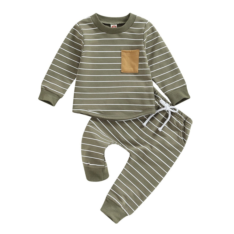 Toddler Baby Boy Clothes Fall Winter Outfit Patchwork Long Sleeve Sweatshirt Tops Stretch Pants Newborn Playwear Set 0-6 M