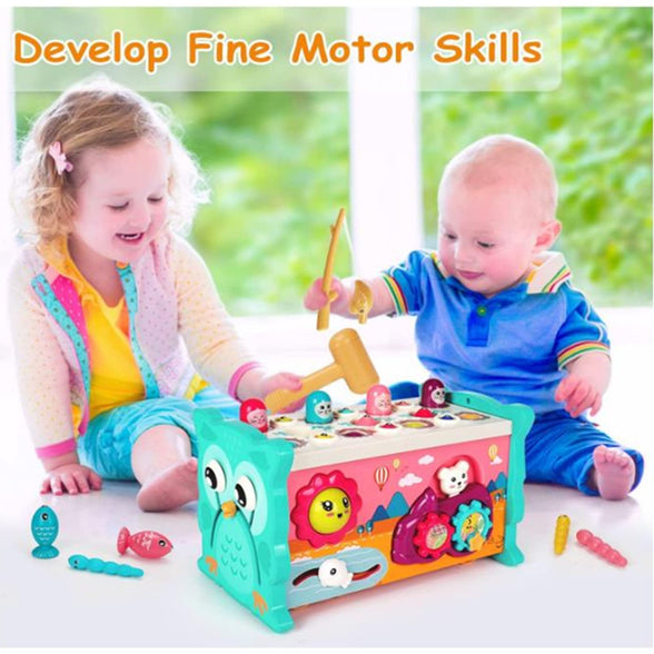 8 in 1 Toddler Activity Cube, Baby Montessori Developmental Toy Fine Motor Skills,Educational Hammering Toys Sensory Fishing Games Xylophone Shape Sorter Busy Toy for 1 2 3 4 Year Old Boy Girl Gift