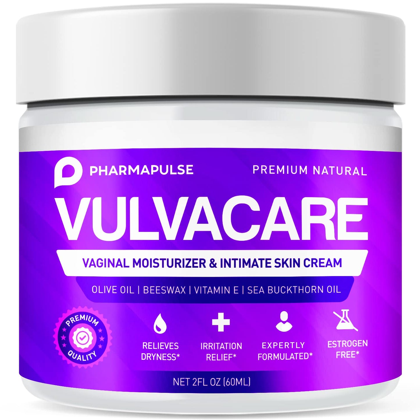 Pure Sciences Estrogen Free Menopause Support Organic Vaginal Moisturizer Vulva Balm Cream (2oz)