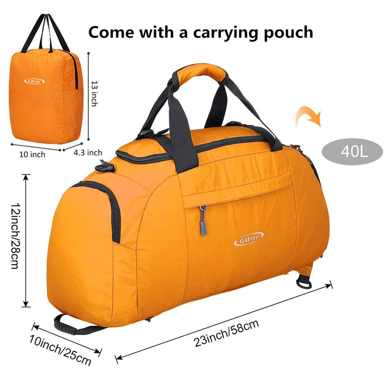 G4Free 40L 3-Way Duffle Bag Backpack Gym Bag for Men Women Sports Duffel Bag with Shoe Compartment Travel Backpack Luggage