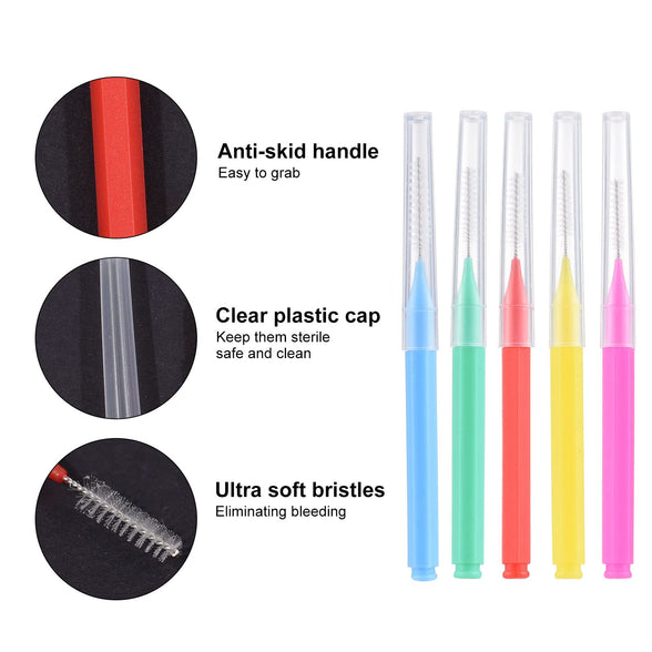 Eacam 100 Pieces Interdental Brushes Floss Toothpick Braces Brush Tooth Cleaning Tool Tooth Care Interdental Brushes Set