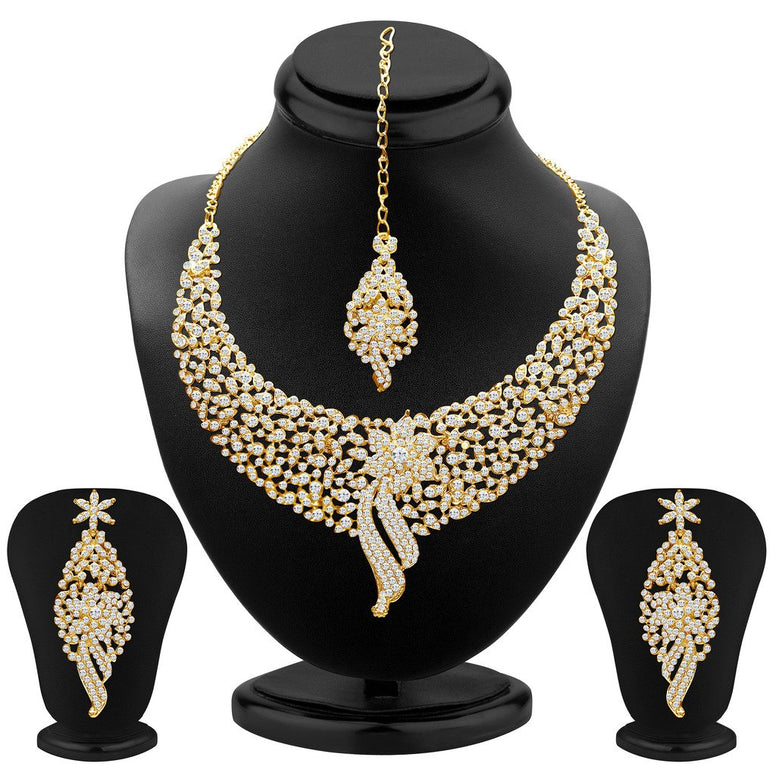 Sukkhi Wedding Jewellery Austrian Diamond Choker Necklace Set For Women