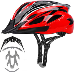 Bike Helmet for Men Women, Adult Bike Helmet with Replacement Pads &Detachable Sun Visor, Breathable Cycling Helmet Adjustable Size Bicycle Helmet for Adults Youth Mountain Road Biker