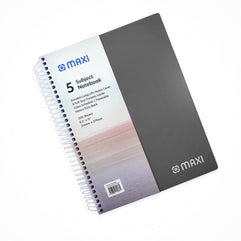 Maxi Spiral Polypropylene 5 Subject Notebook 11 Inches X 8.5 200 Sheets,Assorted, Ppsub5