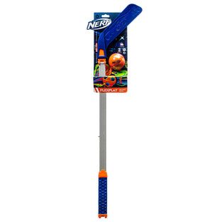 NERF FLEXPLAY Kids Hockey Stick and Ball Set - Indoor & Outdoor Street Hockey Set - Adjustable Height Stick - Street Hockey Ball Included