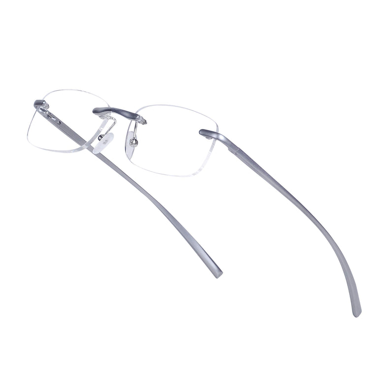 Rimless Reading Glasses for Mens Womens Blue Light Blocking, Glasses Strap, Glasses Case