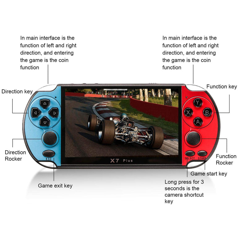 lilistore 5.1inch X7 Plus Video Game Console Handheld Game Players Double Rocker 8GB Memory Built in 1000 Games MP5 Game Controller