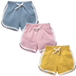 Girls Boys 3 Pack Running Athletic Cotton Shorts, Kids Baby Workout and Fashion Dolphin Summer Beach Sports 4years