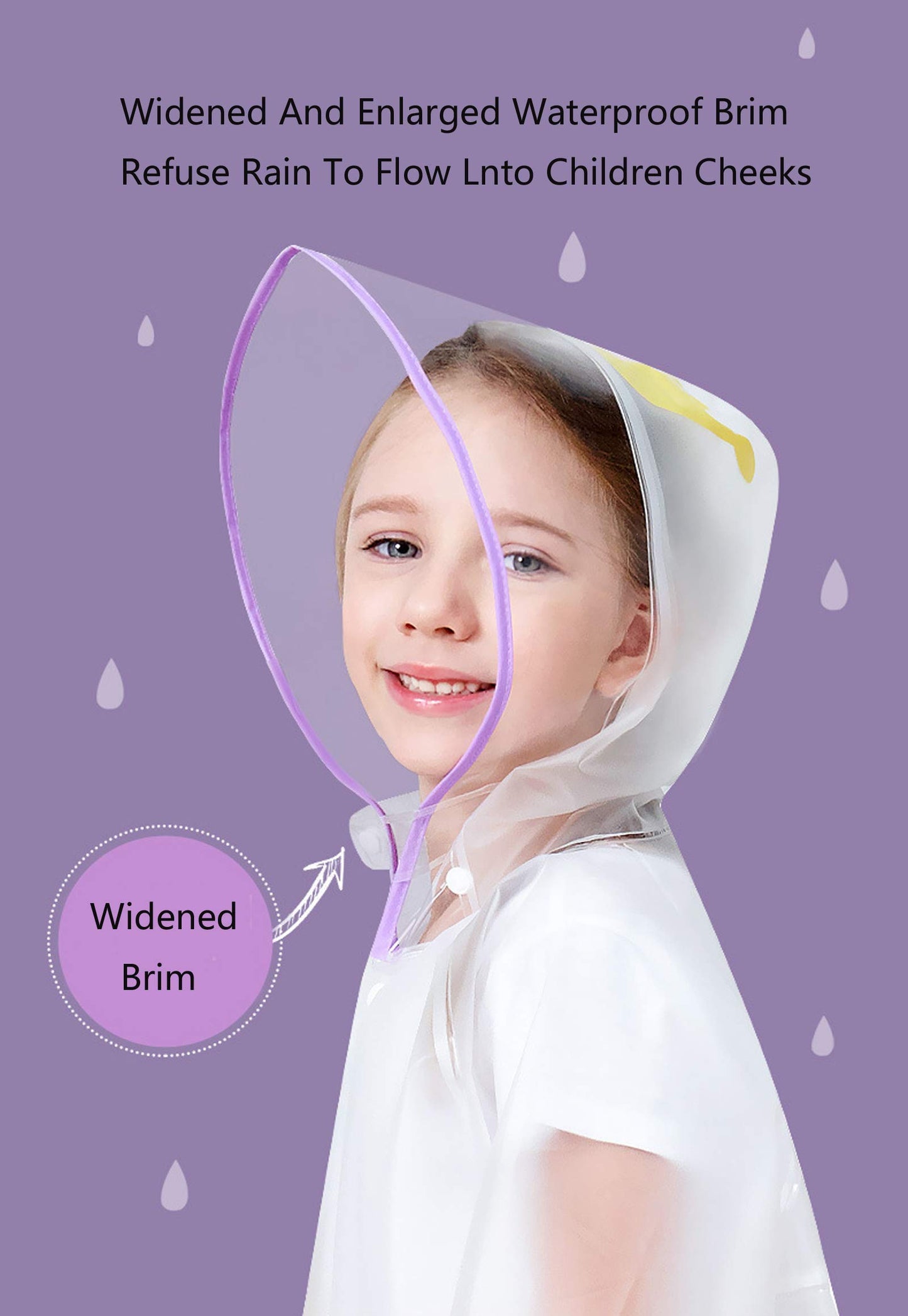 Raincoat for Kids, Boys Girls Hooded Rain Poncho, Durable Waterproof Windbreaker Kids Raincoat Student Rainwear Transparent Kids Cartoon Raincoat Children's Schoolbag Waterproof Rain Jacket, for 12 Months