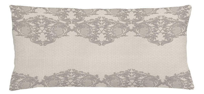 Ambesonne Taupe Throw Pillow Cushion Cover, Lace Like Framework Borders with Details Delicate Intricate Retro Dated Print, Decorative Rectangle Accent Pillow Case, 36" X 16", Taupe