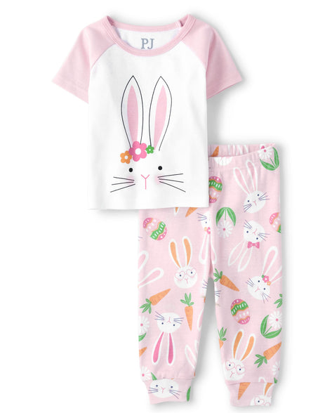 The Children's Place baby-girls And Toddler Girls Short Sleeve Top and Pants Snug Fit 100% Cotton 2 Piece Pajama Set Pajama Set (pack of 1) 9-12 Months