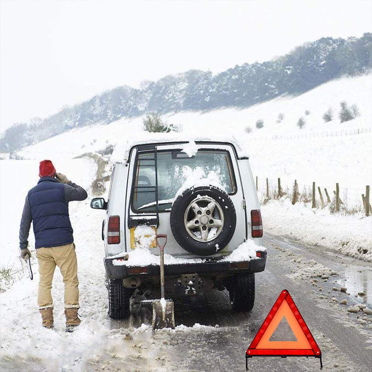 KongJies Warning Triangle, Foldable Emergency Reflector Roadside Hazard Sign Triangle with Storage Case