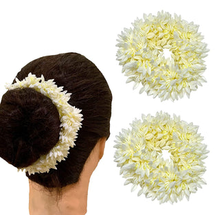 Fashion Fitoor 2 Pcs Hair Mogra Scented Rubber Band Gajra Hair Accessories for Women Girls (35 GM) (White) (Free Size (30 GM), 4)