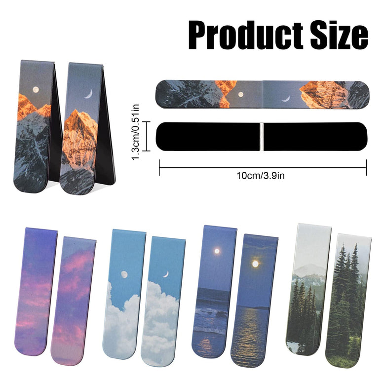 Magnetic Bookmarks, 10pcs Magnet Page Markers Landscape Pattern Assorted Page Clips Book Markers for Students Teachers Book Lovers Book Club Library