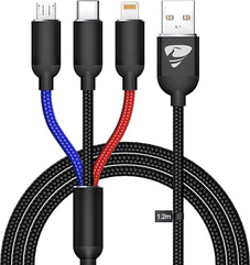 USB Cable 3 in 1 Aioneus Multi Charging Cable IP Cable USB Type C Cable Micro USB Cable, Fast Charging Cord Compatible with iPhone 13 12 11 Galaxy S20 S10 S9 S8 S7 Micro usb Android