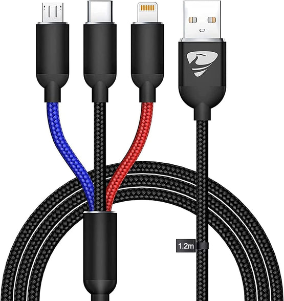 USB Cable 3 in 1 Aioneus Multi Charging Cable IP Cable USB Type C Cable Micro USB Cable, Fast Charging Cord Compatible with iPhone 13 12 11 Galaxy S20 S10 S9 S8 S7 Micro usb Android