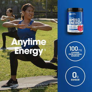 Optimum Nutrition (ON) Amino Energy - Pre Workout With Green Tea, Bcaa, Amino Acids, Keto Friendly, Green Coffee Extract, 0 Grams of Sugar, Anytime Energy Powder - Blue Raspberry, 270 G , 30 Servings