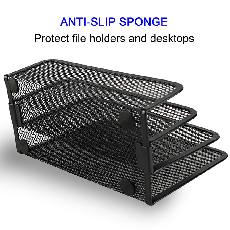 Desk File Organizer, Anumit Desk Mail Organizer Small Letter Sorter Desktop Paper Organizer Metal Mesh with 3 Vertical Upright Compartments