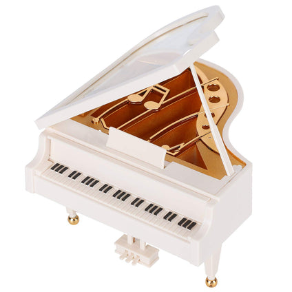 White Piano Music Box 4.9x4.7x5.7in Mini Piano Tabletop Ornament Musical Boxes Gift for Christmas, Birthday, Valentine's Day