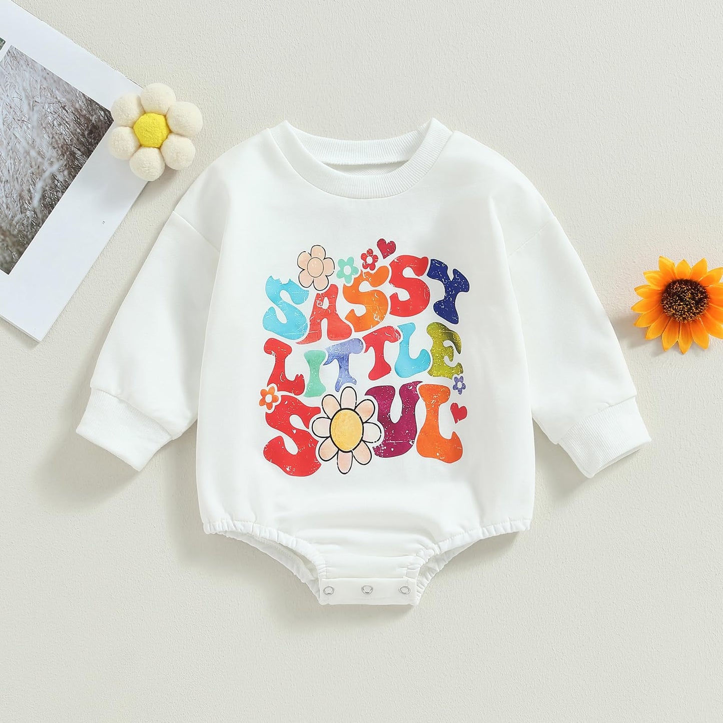 Infant Baby Girl Sweatshirt Romper Oversized Long Sleeve Bubble Romper Top Fall Winter Clothes 0-3 Months