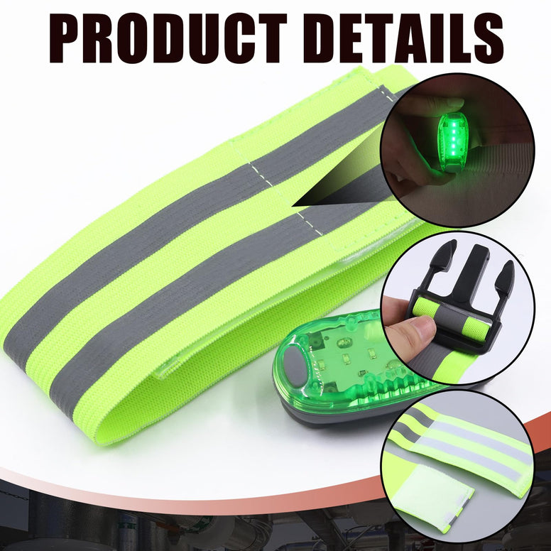 Hilitchi 9Pcs Reflective Running Gear, including 2Pcs High Reflective Visibility Safety Belt and 4Pcs Reflective Bands with LED Safety Light, Reflective Sashes Adjustable Shoulder Straps
