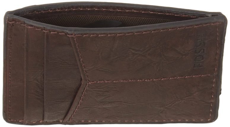 Fossil Men's Quinn Leather Magnetic Card Case Wallet