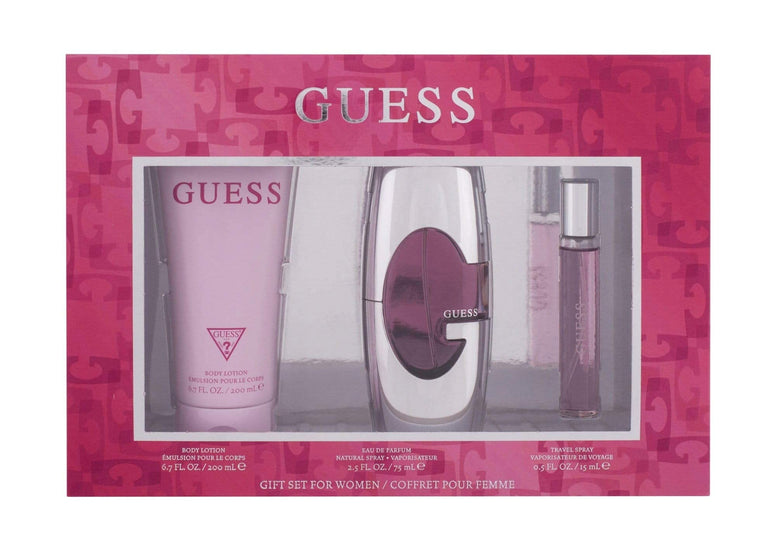 GUESS Pink 3 Pieces Gift Set For Women - 75 ml EDP+ 200 ml Body Lotion +15 ml Travel Spray