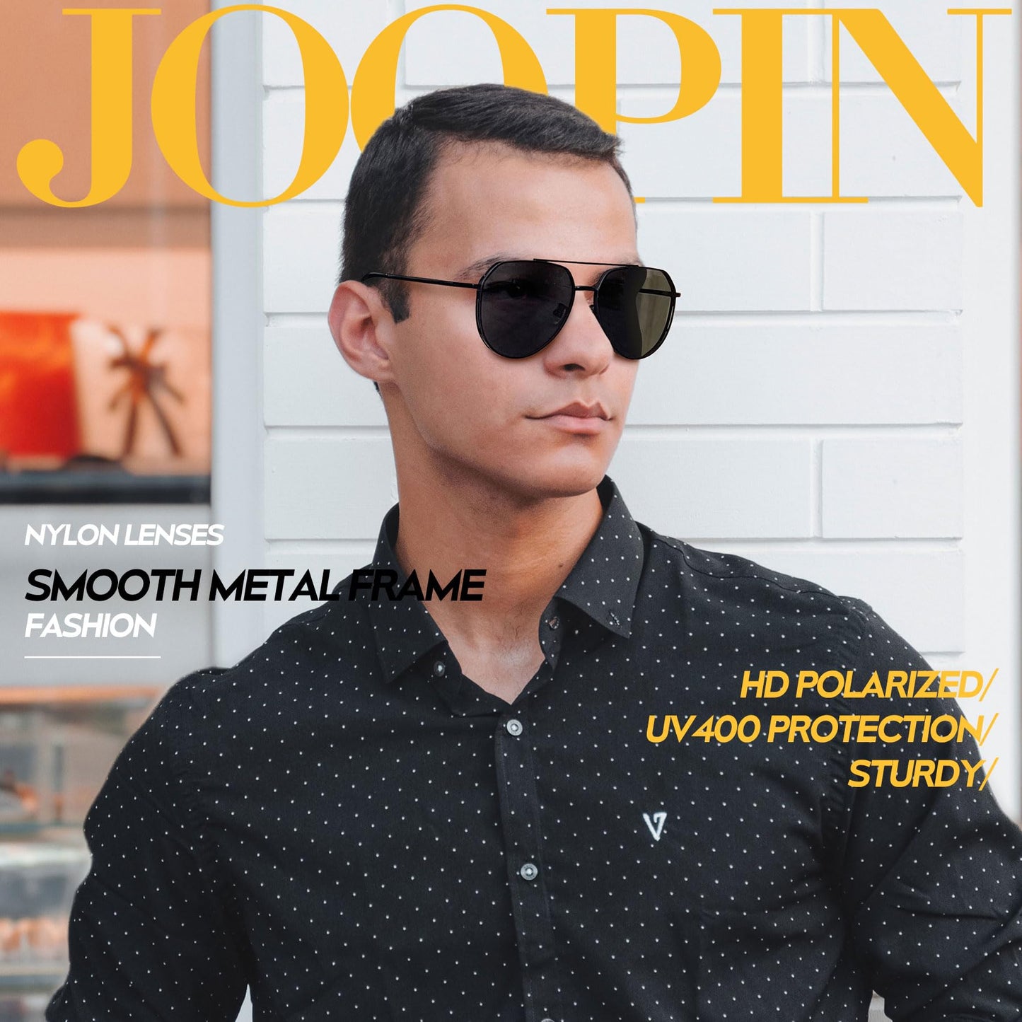 Joopin Sunglasses for Men, Polarized Classic Pilot Sun Glasses Metal Frame Nylon Lenses UV400 Protection