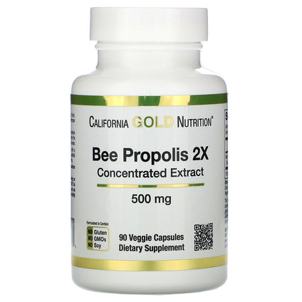 California Gold Nutrition Bee Propolis 2X Concentrated Extract, 500 mg, 90 Caps
