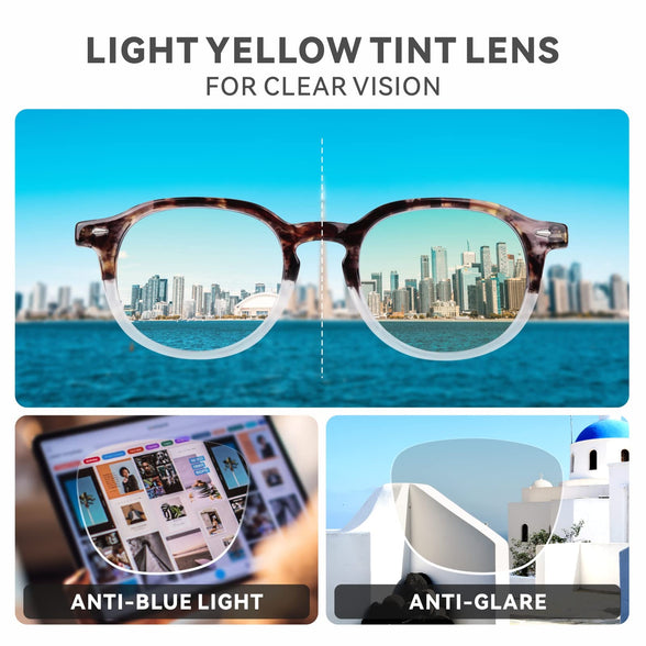 Blue Light Blocking Glasses Men Women, Baytion Computer Eyewear Filter Blue Light Digital Devices with PC Gradient Amber Frame Transparent Lens, No Prescription [Anti Eye Strain Headache]