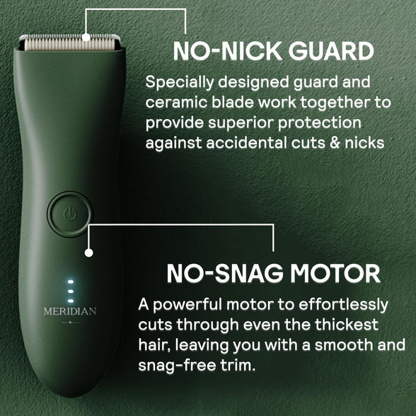 The Trimmer by Meridian: Electric Below-The-Belt Trimmer Built for Men | Effortlessly Trim Pesky Hair | Waterproof Groin & Body Shaver | 90 Minute Battery Life with Universal USB Charging (Sage)