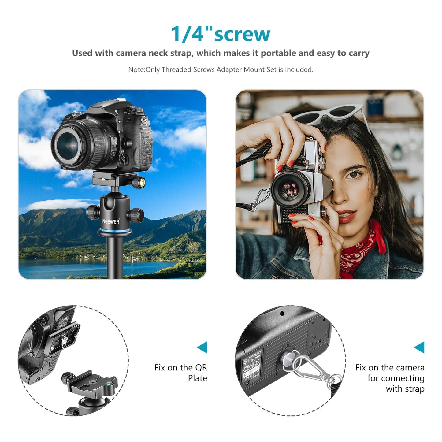 Neewer Camera Screw Kit, 16 Pieces Tripod Screw Adapter Converter Spigot Screw Mount Pack (1/4" to 1/4", 1/4" to 3/8", Female to Male, Male to Male, etc) for Camera/Tripod/Flash/Stand/Mic/Rig/Cage