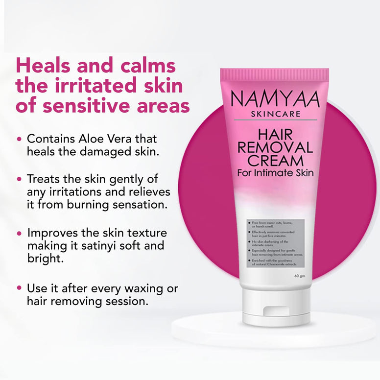 Namyaa Hair Removing Cream for Intimate Skin with After Wax Soothing Serum Vitamin C