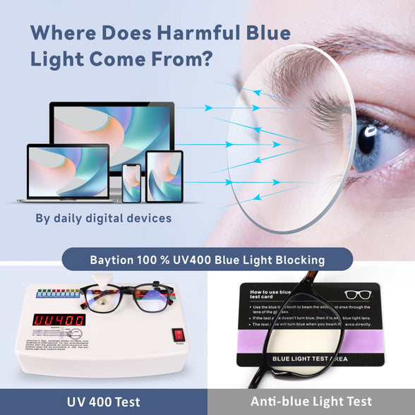 Baytion Blue Light Eyewear，Blue Light Blocking Glasses Men Women, 16.5g Ultra Light PC Computer Eyewear Filter Blue Light Digital Devices [Tortoise Shell Arm Frame] [No Prescription]