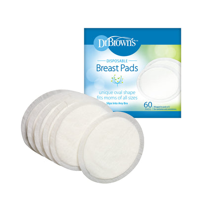 Dr. Brown's Disposable One-Use Absorbent Breast Pads for Breastfeeding and Leaking - 60pk