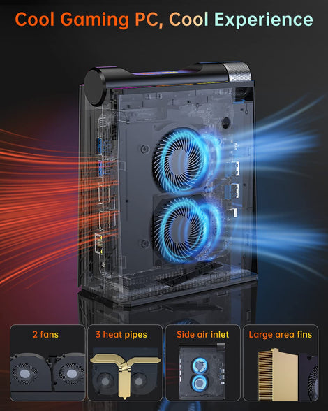 Mini Gaming PC Intel 9 11900h RGB Lights/WiFi6/BT5.2/Dual Channel/3 Modes Mini Desktop