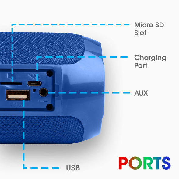 Zebronics Zeb-Action Wireless 10W Portable Speaker, Supporting Bluetooth v5.1, TWS, RGB Lights, Fabric Finish, AUX/USB/FM/mSD (Blue)