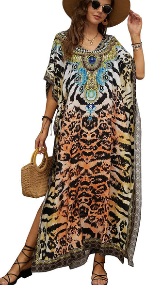 YouKD Wemon's Summer Long Kaftan Bohemian Maxi Kimono Dress Swimsuit Beach Cover Up Robes