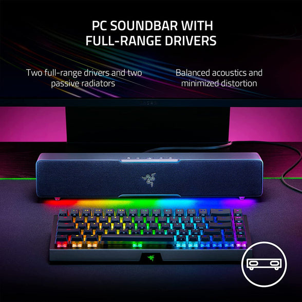 Razer Leviathan V2 X: PC Soundbar with Full-Range Drivers - Compact Design - Chroma RGB - USB Type C Power and Audio Delivery - Bluetooth 5.0 - for PC,-Laptop, Smartphones, Tablets & Nintendo Switch